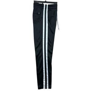 Southpole Track Pants Mens Large Black Tapered Drawstring Pockets Stripes